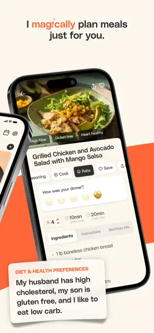 Ollie iPhone app screenshot — magically plan meals just for you